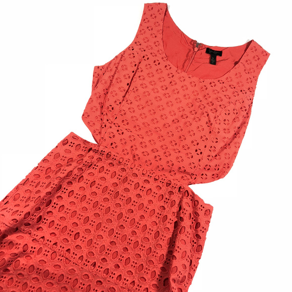 Jessica Simpson Orange Eyelet Fit Flare Dress - Picture 6 of 8